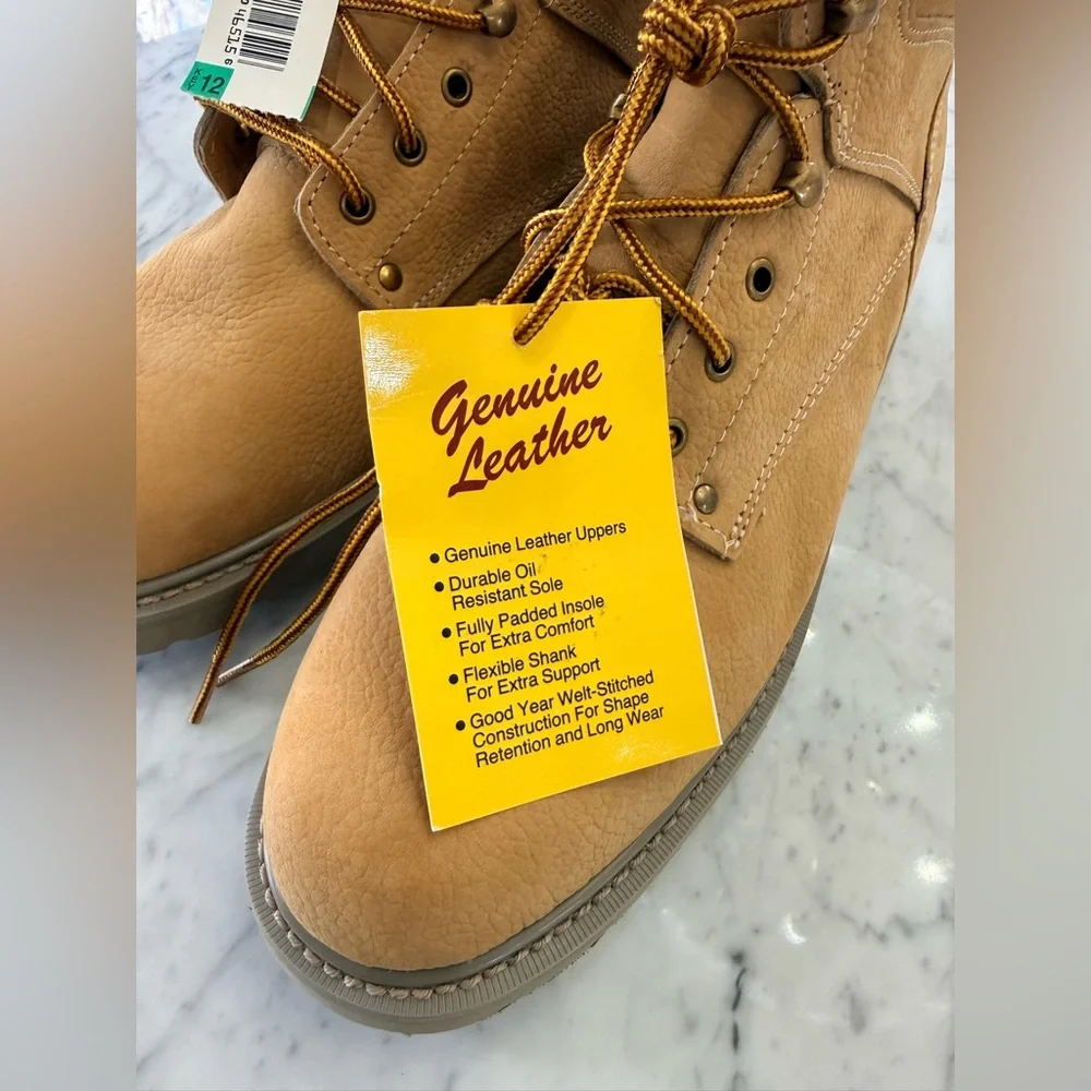 NWT Texas Steer Steel Toe Tan Leather Men's Work Boots Size 11 - Picture 2 of 10